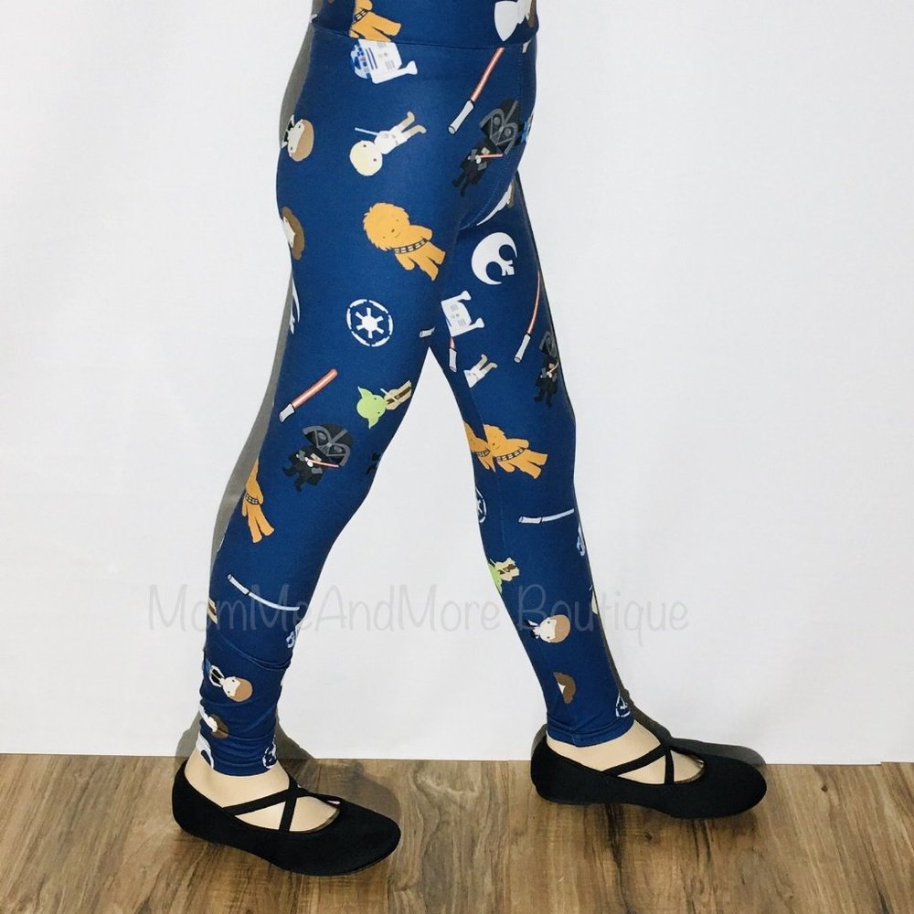 Small NEW Girls Star Wars Leggings Buttery Soft Yoga Pants, Princess Luke Darth